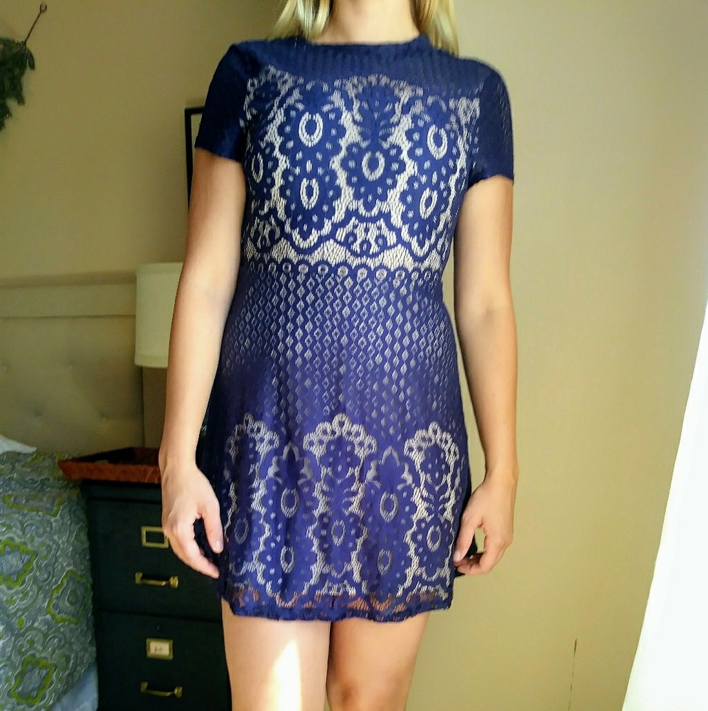 Blue Lace Cocktail Dress